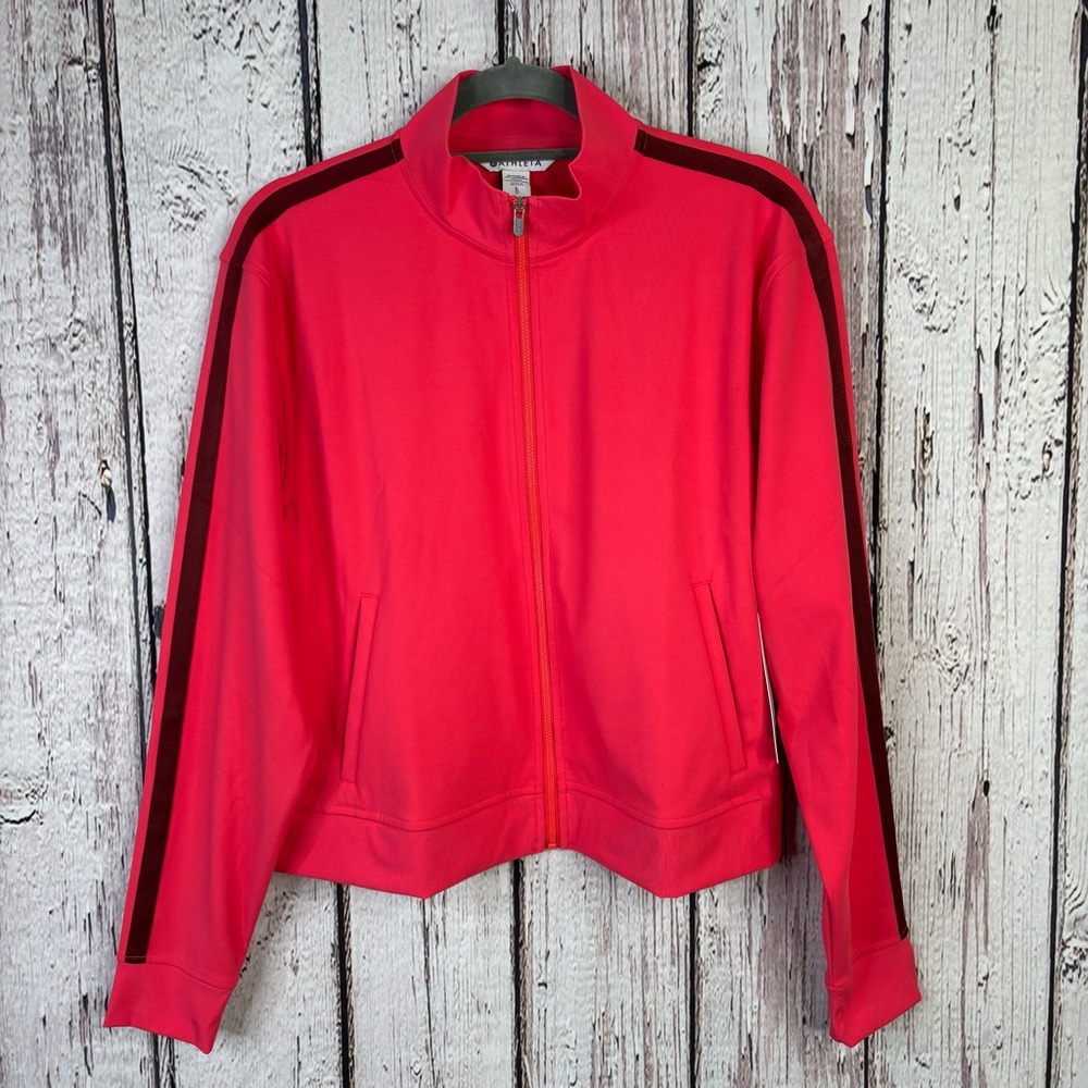 Athleta NWT Finish Line Jacket Size Large In‎ Punch (Pink) Full Zip Pockets $129